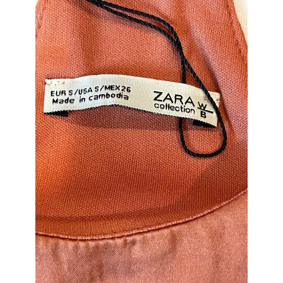 NWT Zara Women Flowy Cami Bodysuit Tank Satin 05580200664028 Salmon Orange Small - Picture 6 of 8